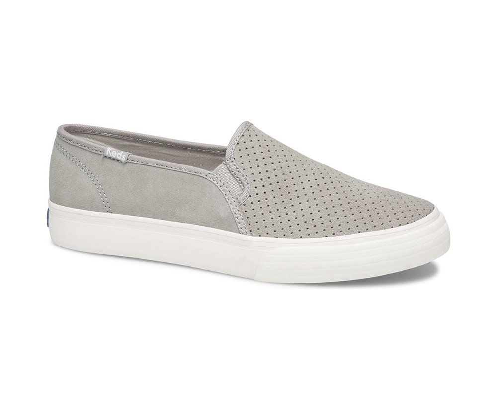 Keds Womens Slip Ons Grey - Double Decker Perf Suede - 853PWTONK